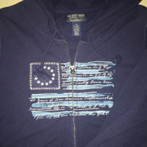 POLO JEANS COMPANY HOODED ZIPPERED SWEATJACKET - Picture 2 of 4